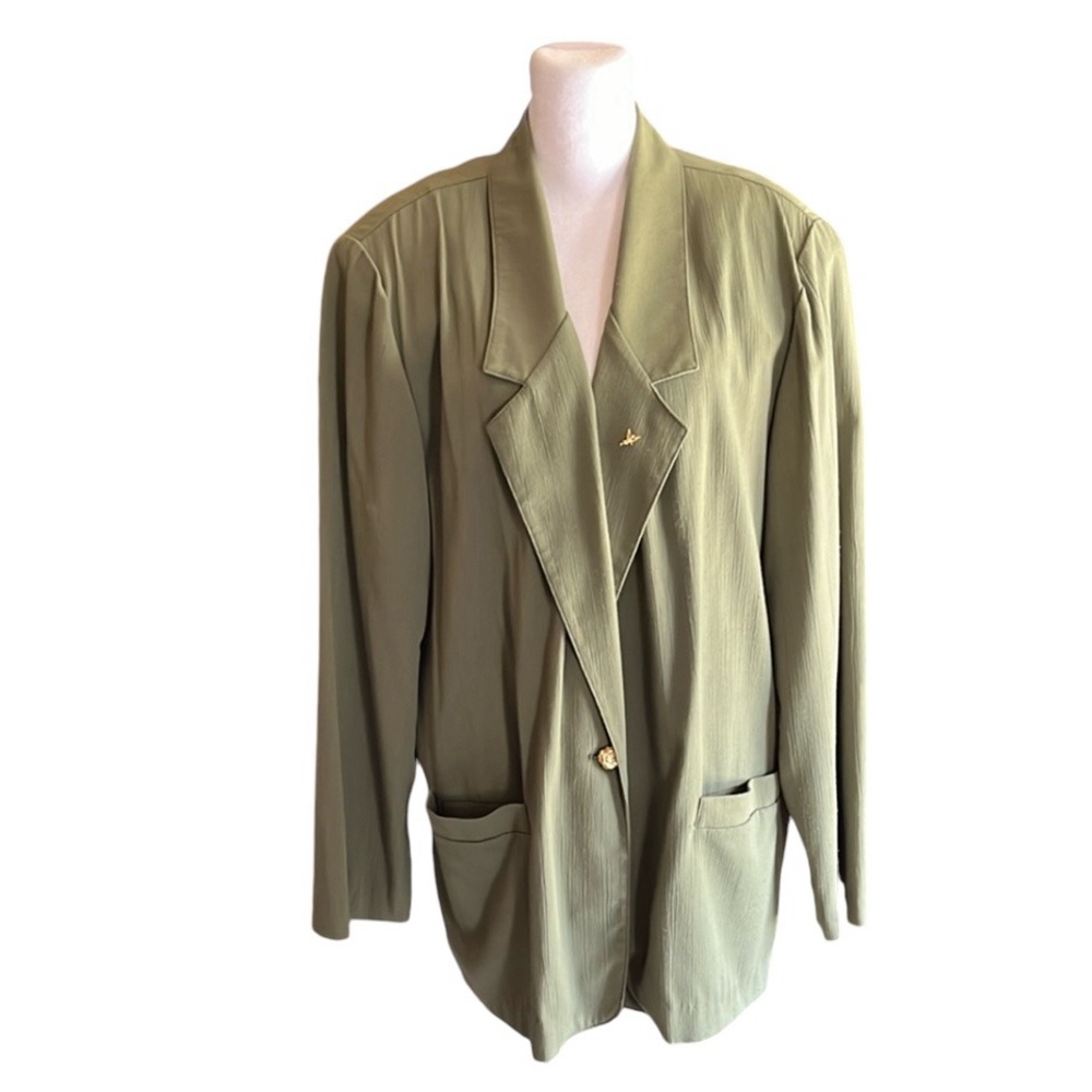 Alfred Dunner Vintage Olive Green Blazer Jacket Size 16